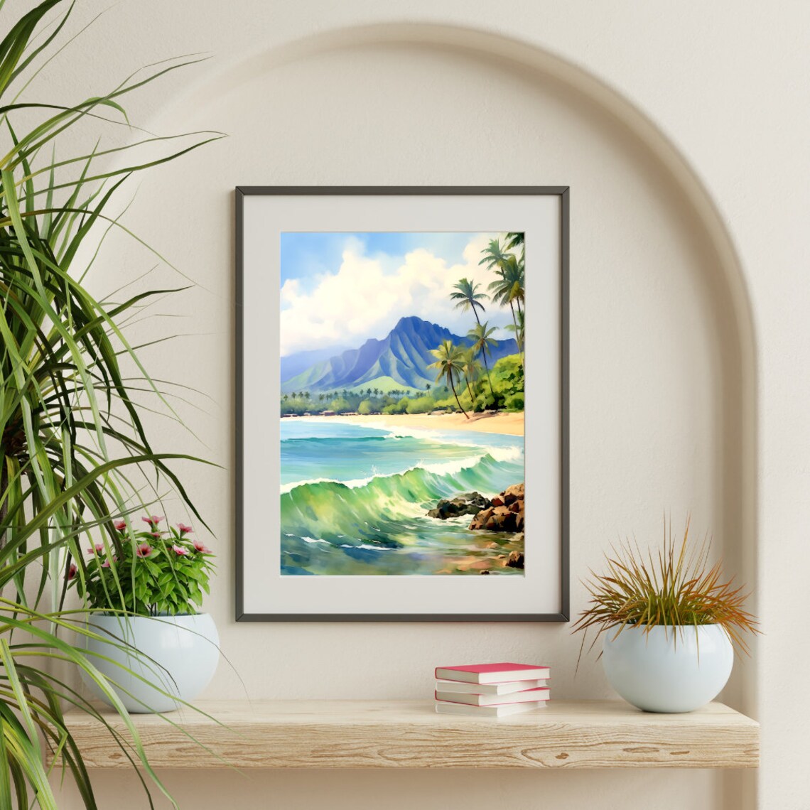 Hanalei Bay Watercolor Travel Poster, Kauai Hawaii - Image 3