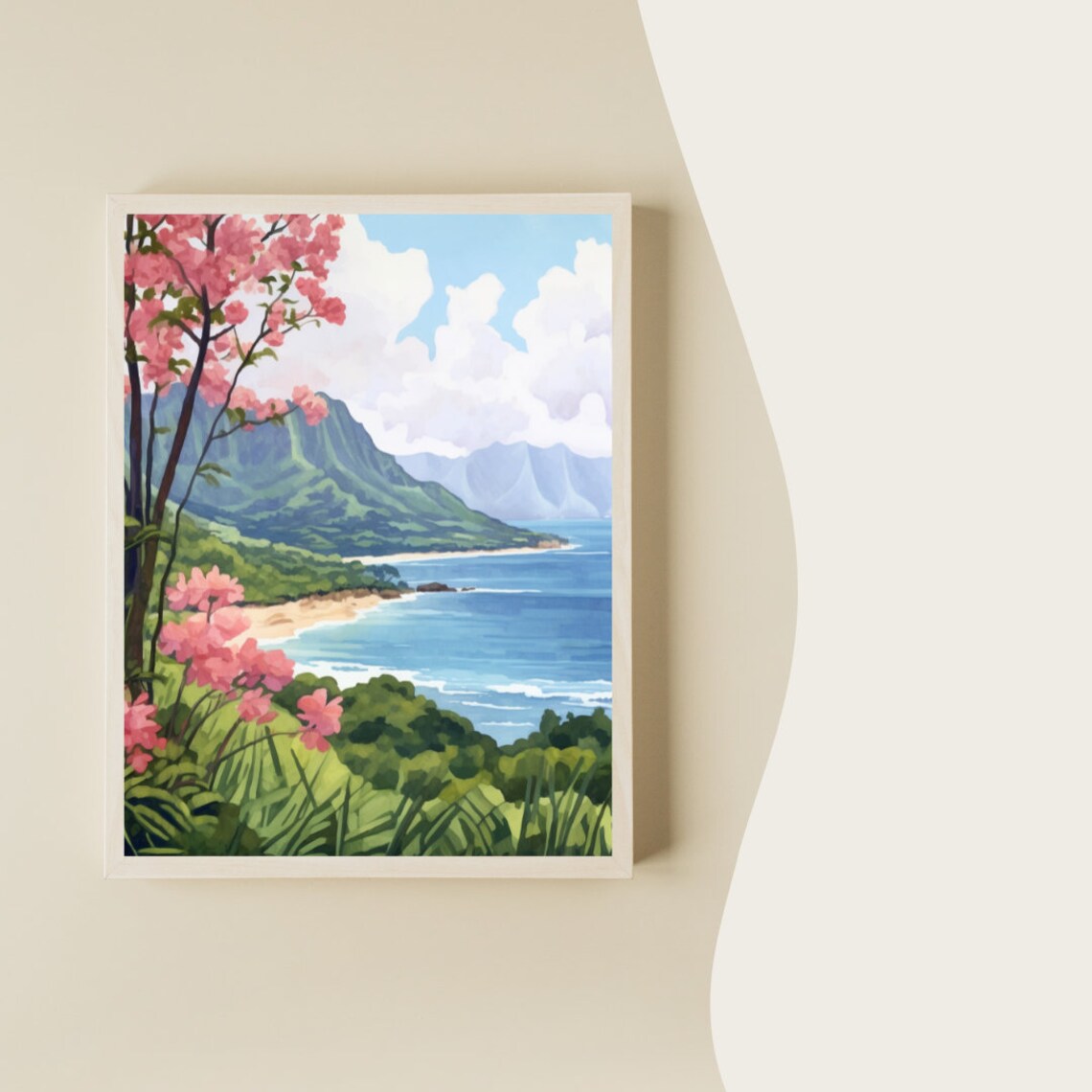 Napali Coast Watercolor Art Print, Kauai Hawaii - Image 2