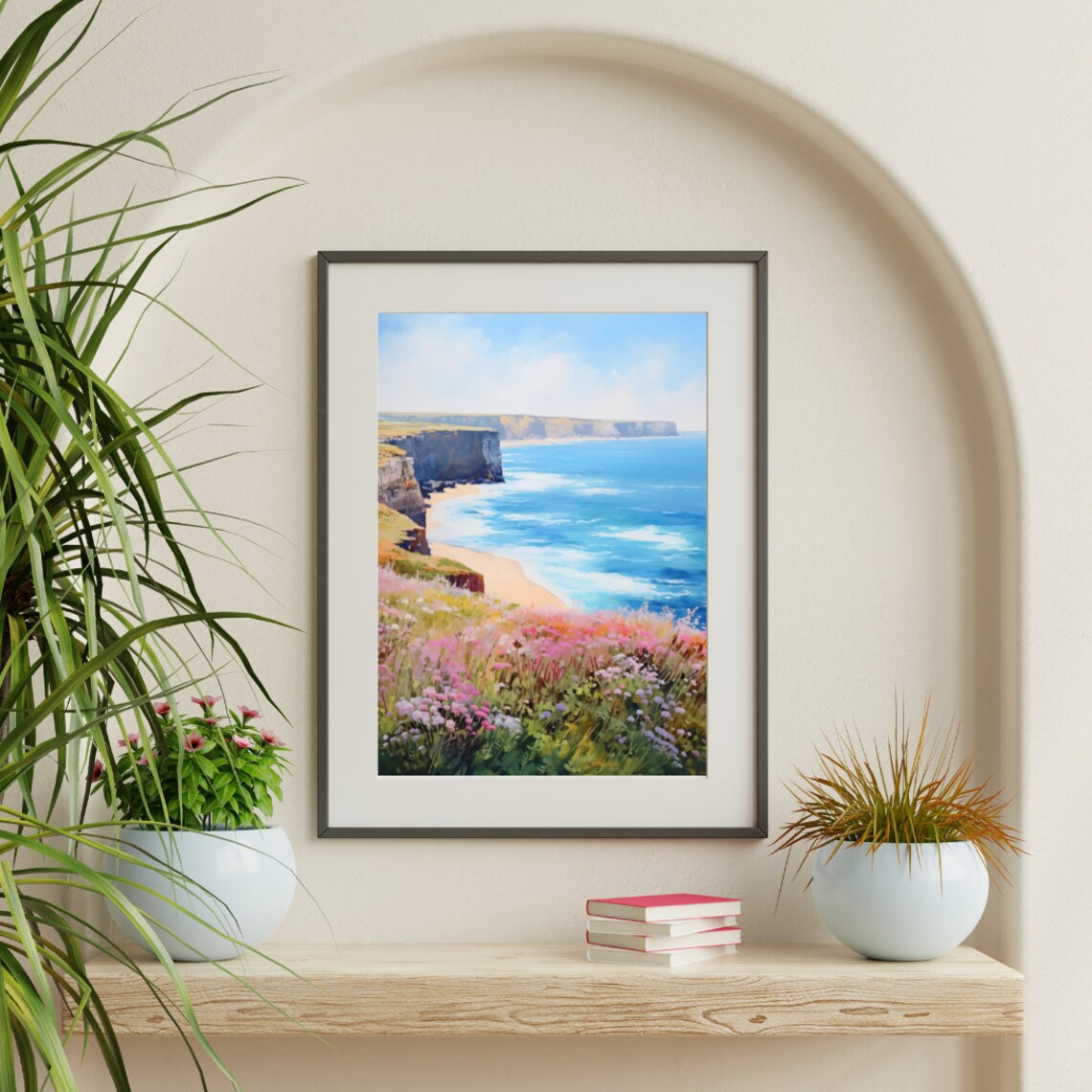 Alentejo Coast Cliff Top Wildflowers Ocean View Watercolor Poster - Image 3