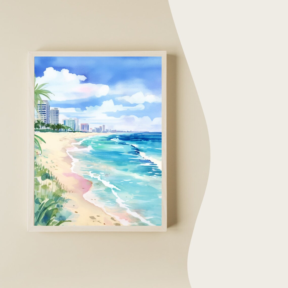 South Beach Watercolor Print, Miami Travel Poster - Image 2