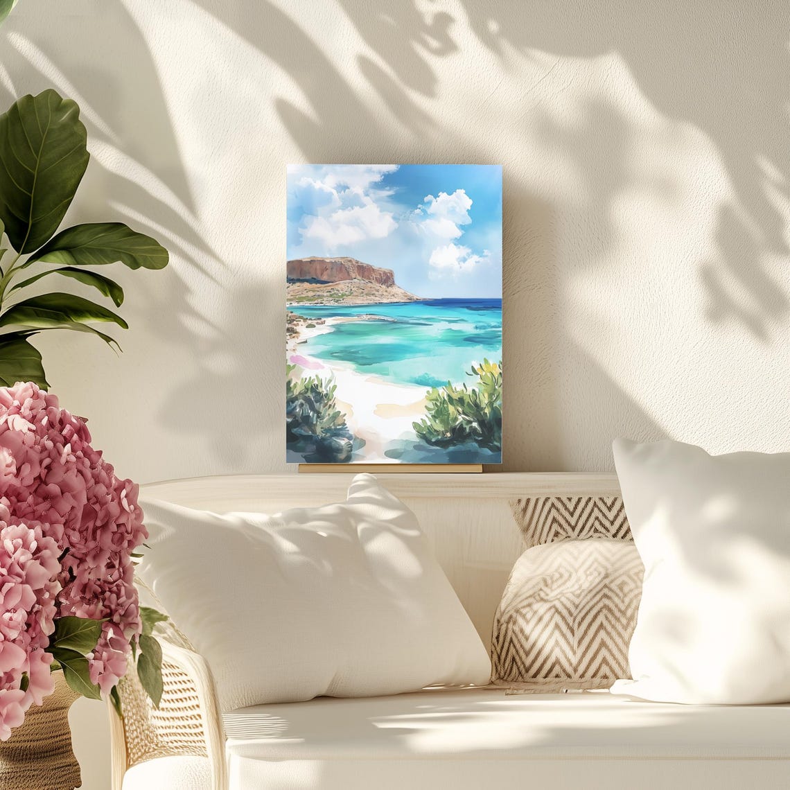 Balos Lagoon Crete Turquoise Beach Watercolor Greece Island Poster
