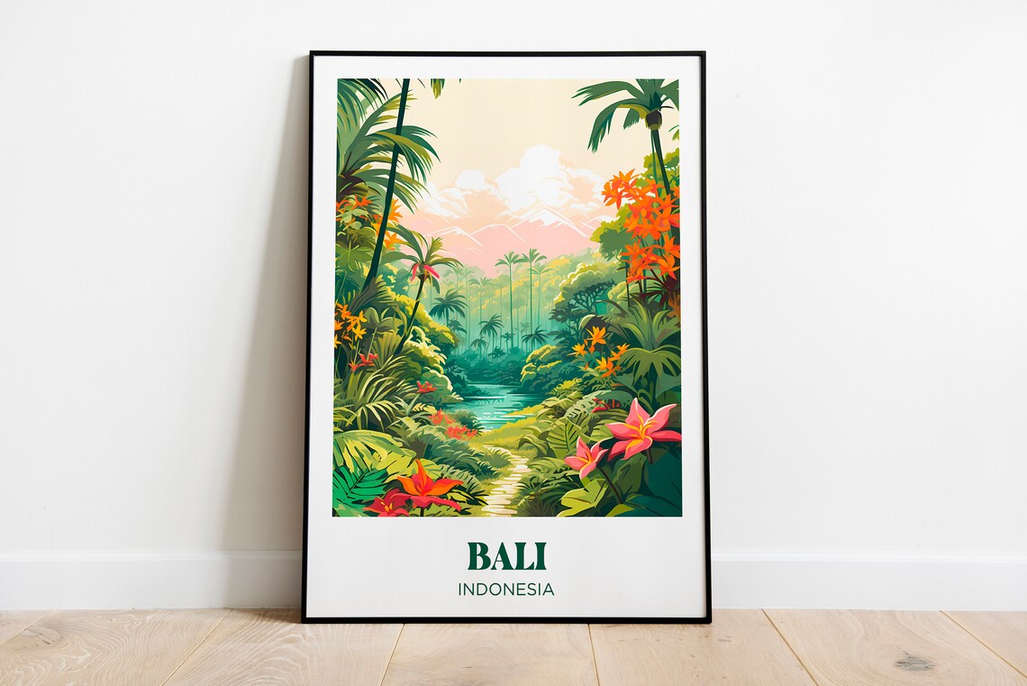 Bali Travel Poster, Watercolor Island Wall Art Print