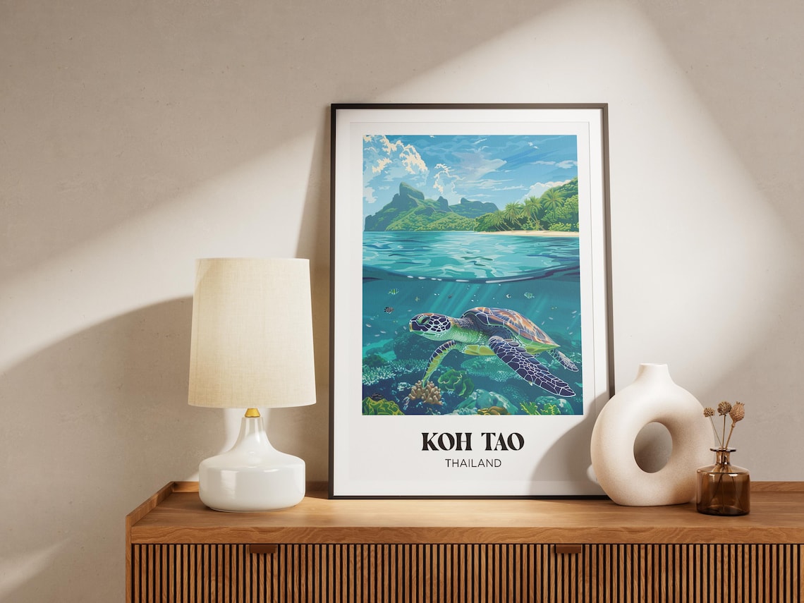 Koh Tao Turtle Travel Poster, Thailand Illustrated Print - Image 4