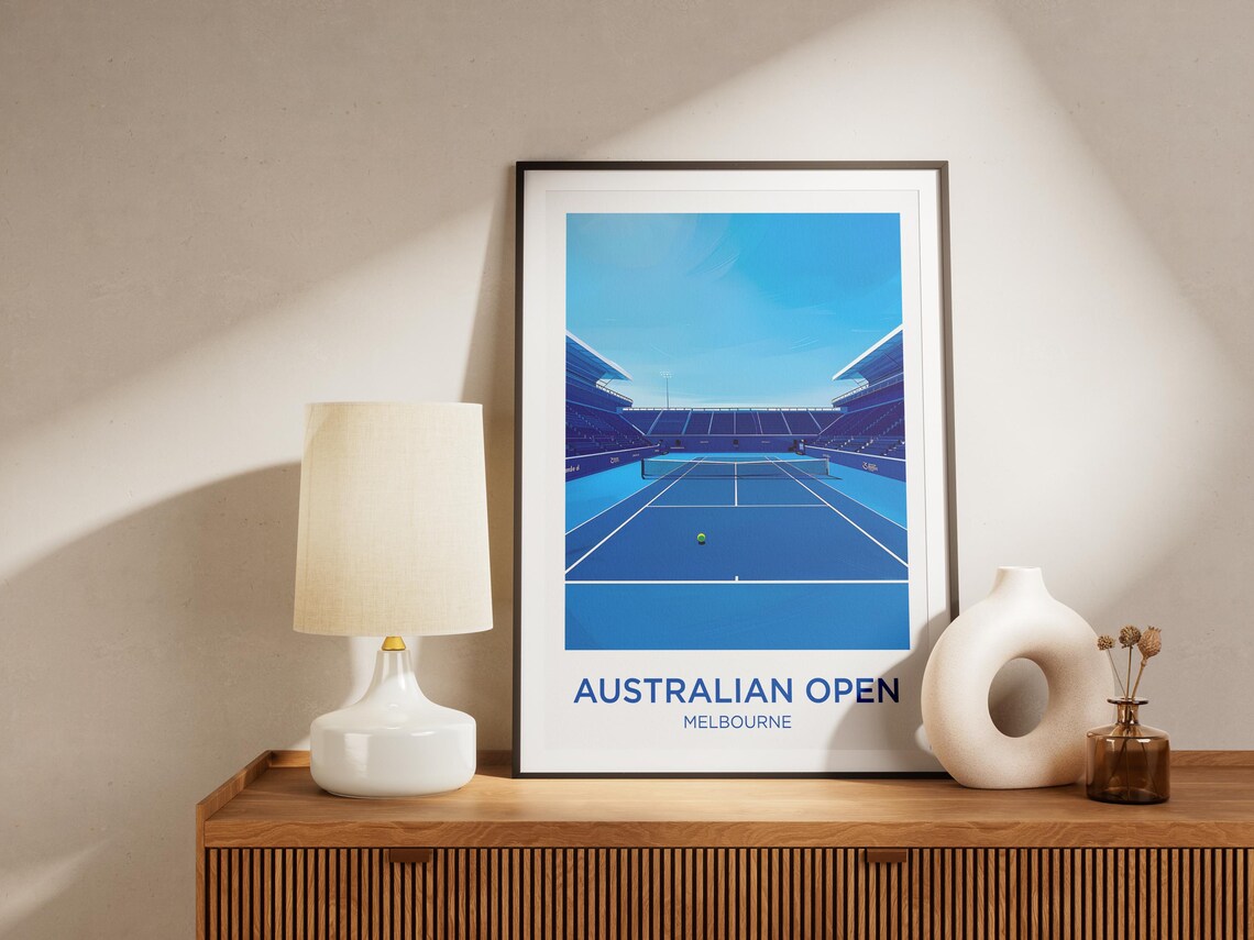Australian Open Watercolor Tennis Court Art Print - Image 3
