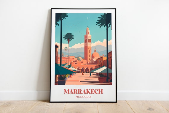 Marrakesh Watercolor Travel Poster, Art Print