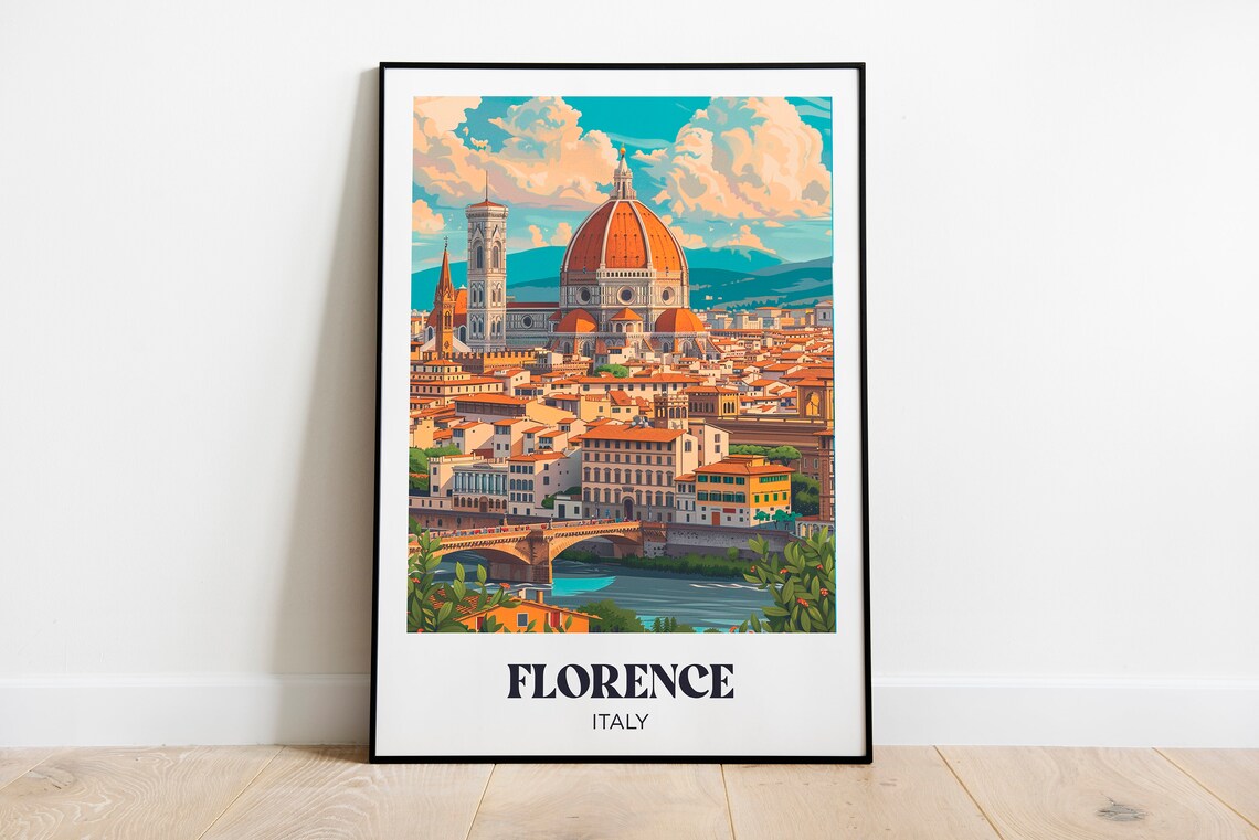 Florence Italy Duomo Cathedral Bell Tower Cityscape Travel Poster
