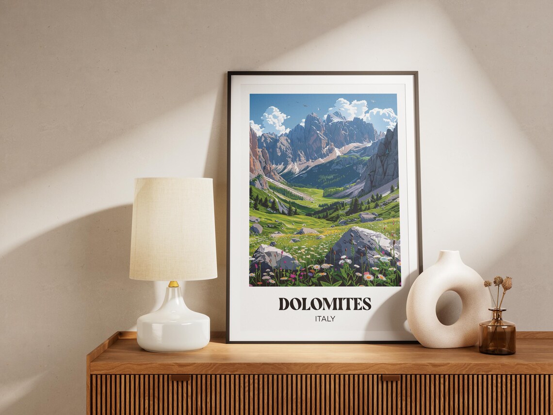 Dolomites Travel Poster, Mountain Landscape Art Print - Image 4