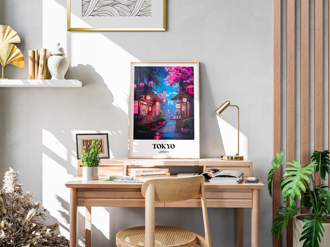 Tokyo Watercolor Travel Poster, Japan Street Painting - Image 3