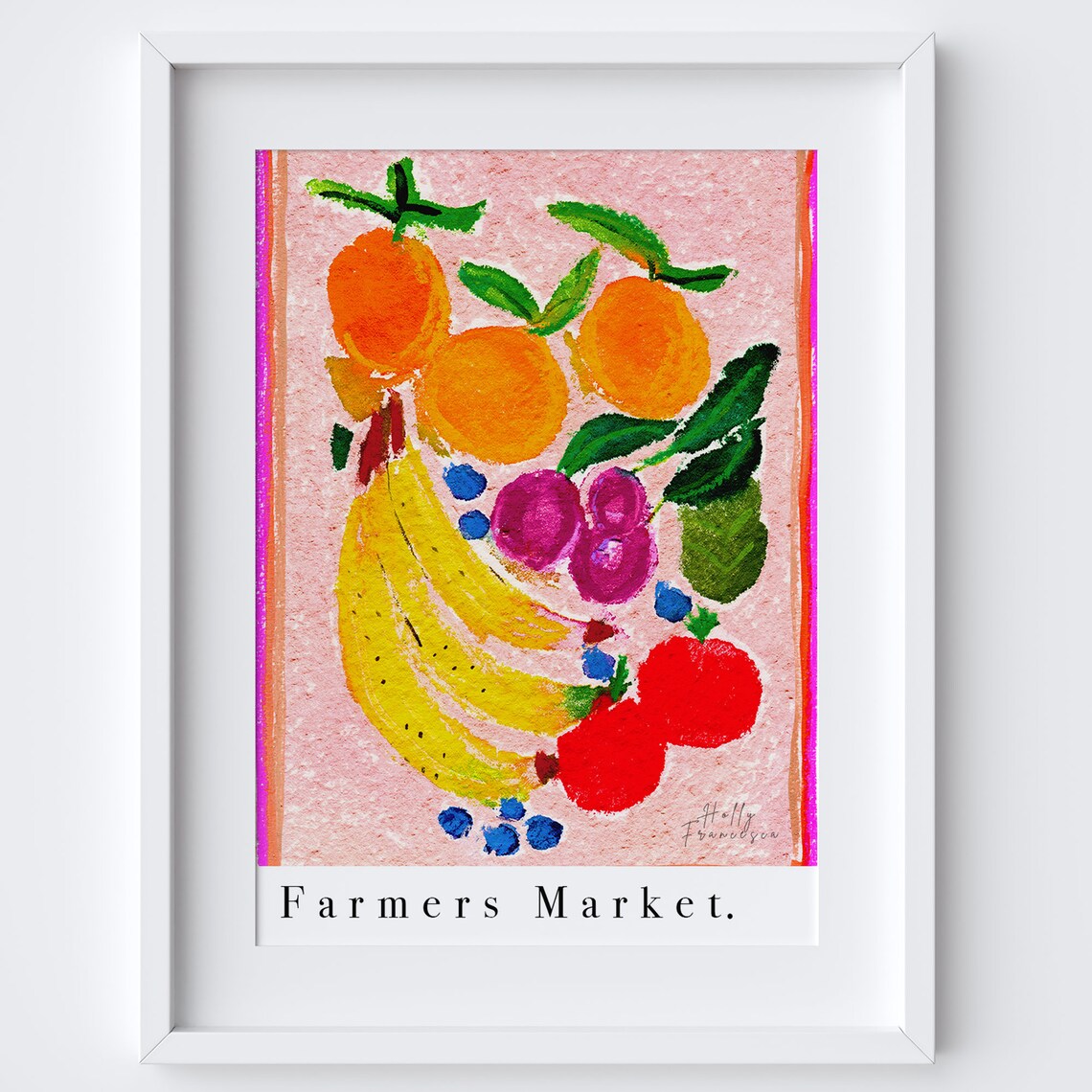 Farmers Market Watercolor Produce Art Print, Kitchen