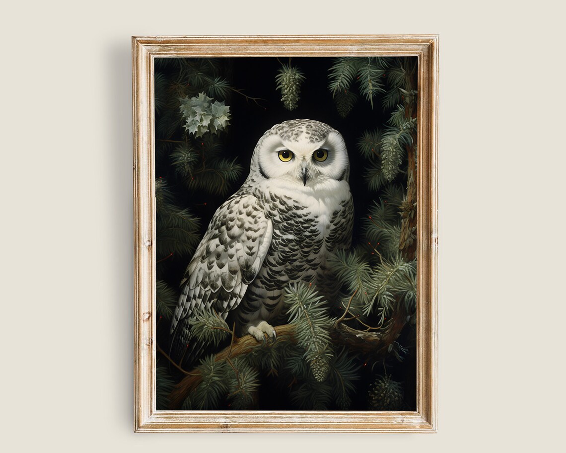 Vintage Owl Painting, Dark Academia Art Print
