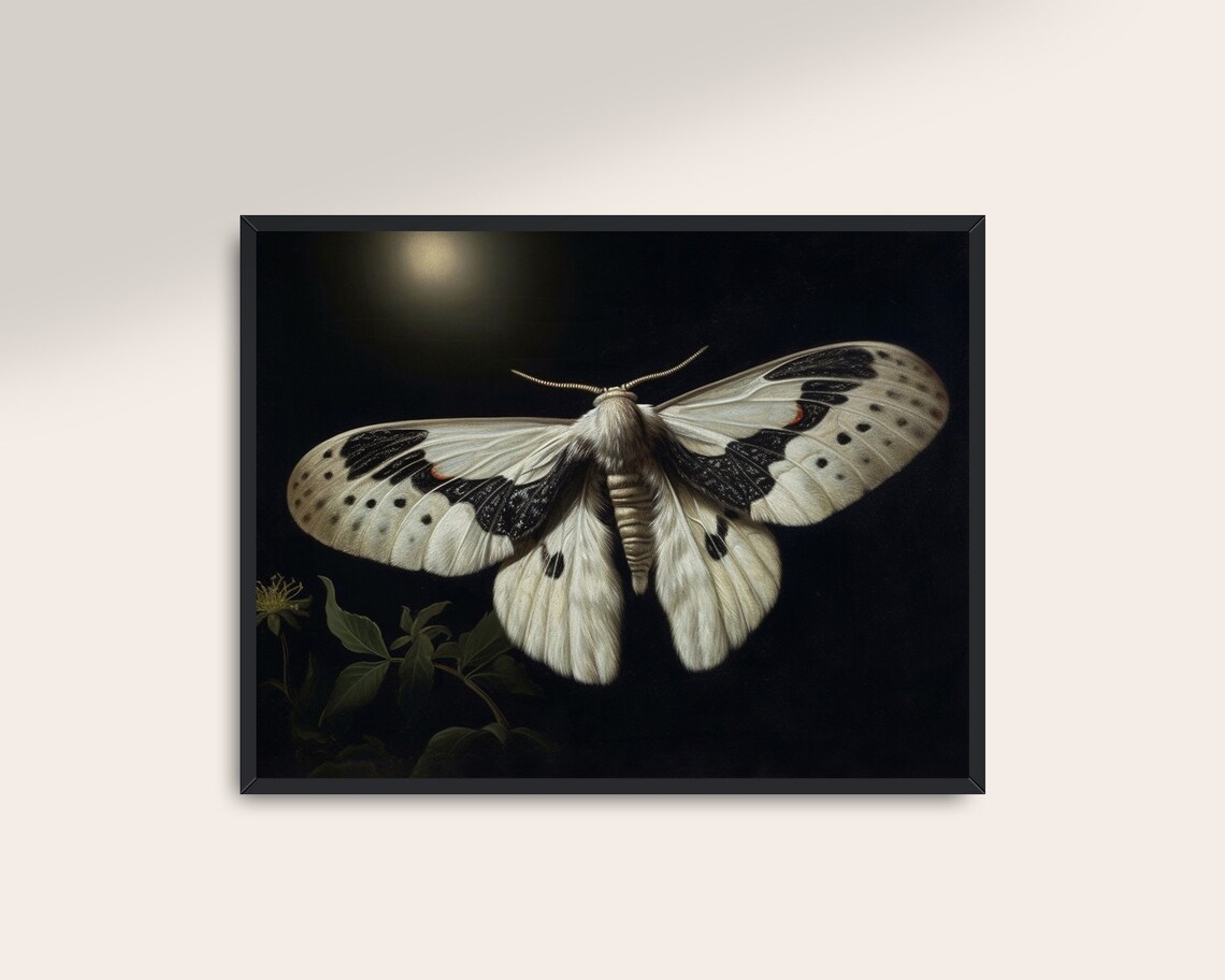 White Moth Victorian Butterfly Art, Dark Academia - Image 3