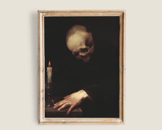 Dark Academia Skull Occult Goth Victorian Prints Antique Decor Skull Vintage Painting