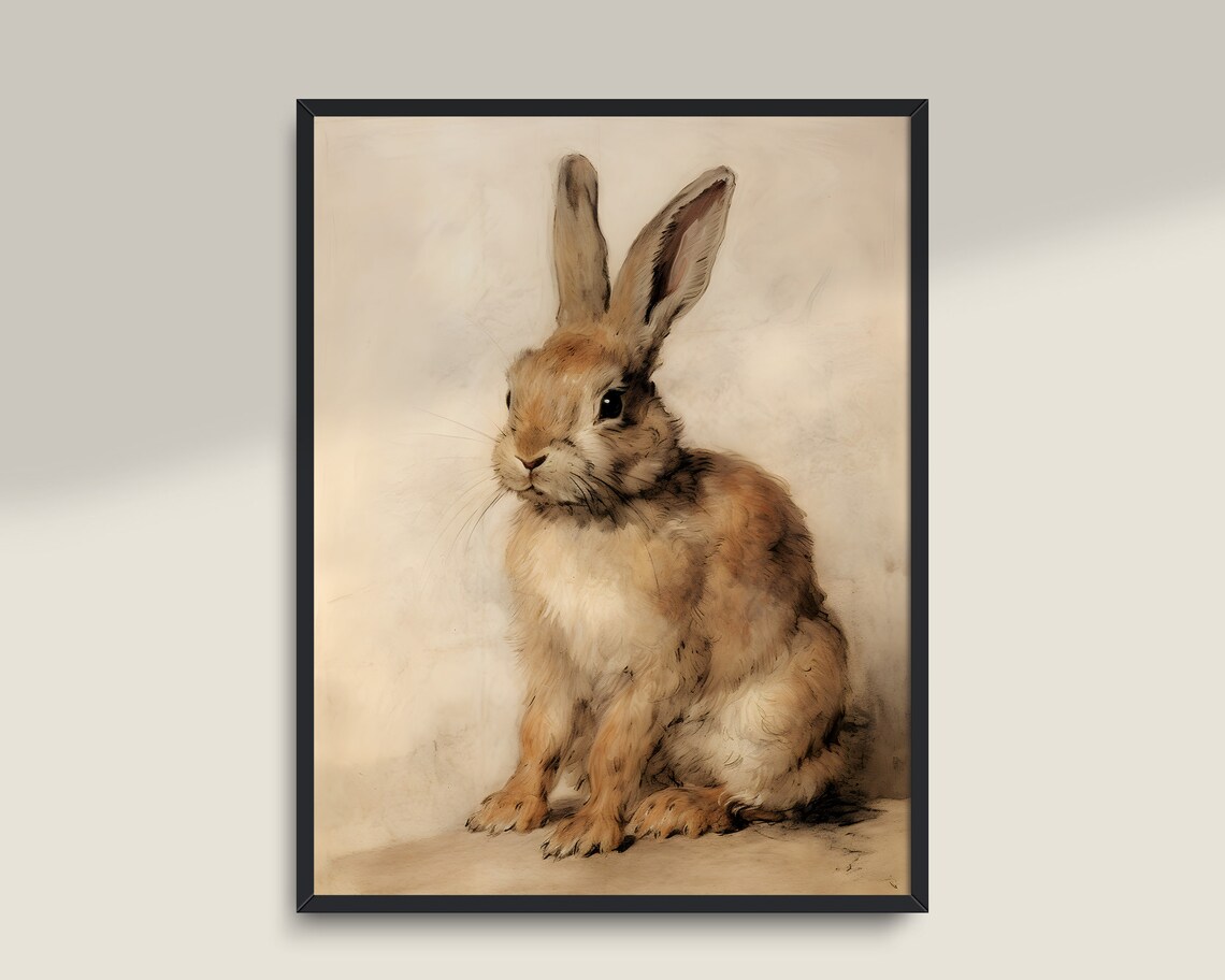 Vintage Rabbit Prints, Antique Farmhouse Art - Image 3