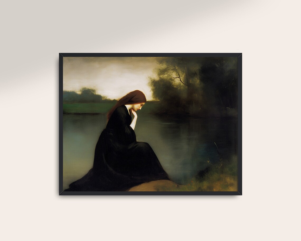 Moody Woman Portrait Vintage Dark Academia Art Print - Image 3