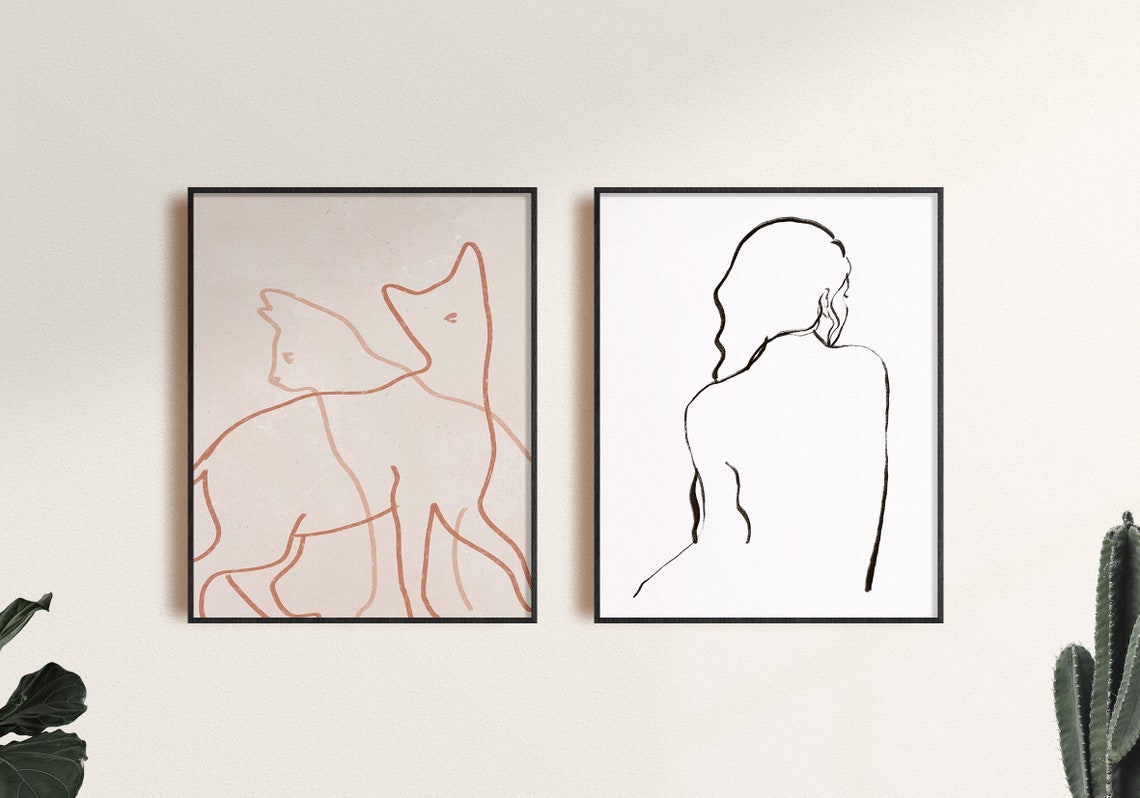 Minimalist Woman Line Art Back Modern Female Figure Sketch Print - Image 2