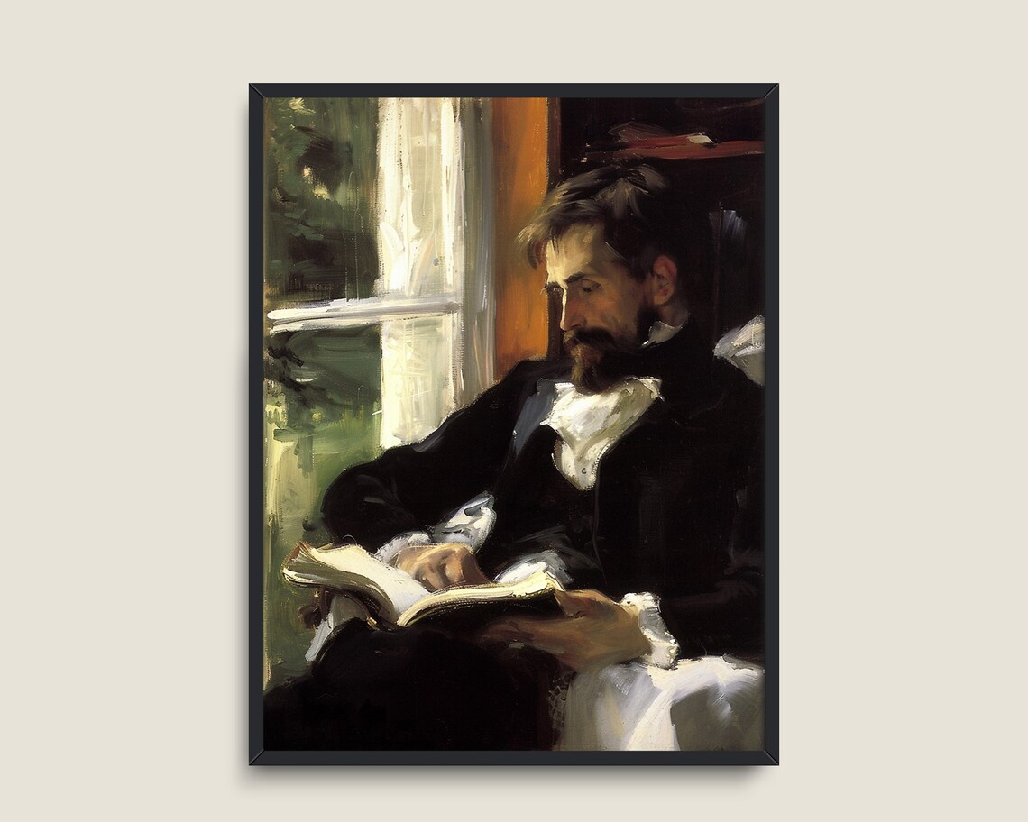 Reading Wall Art, Dark Academia Portrait Print - Image 3
