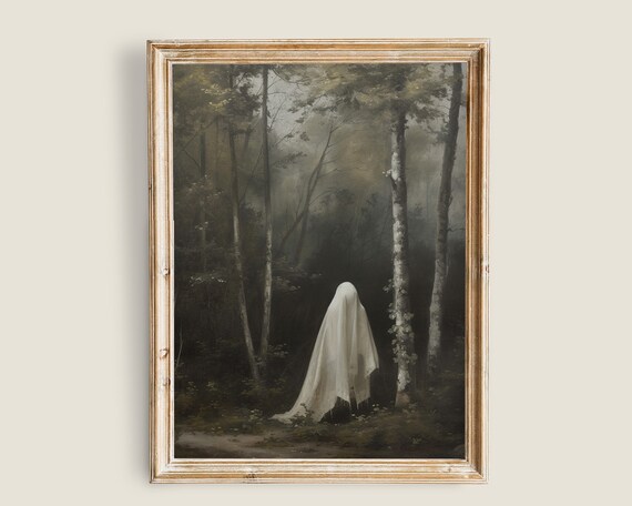Vintage Ghost Nature Dark And Moody Woods Horror Goth Print Art Vintage Dark Decor