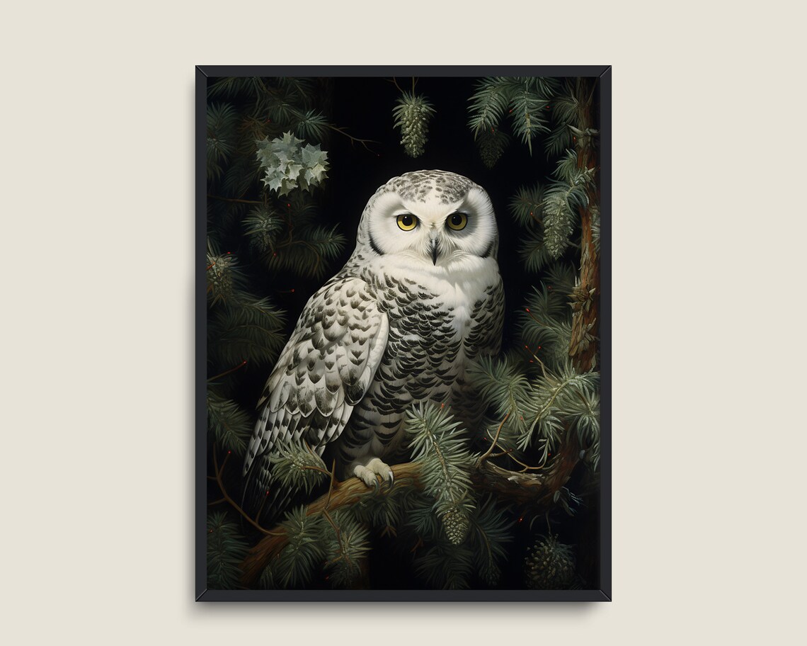 Vintage Owl Painting, Dark Academia Art Print - Image 3