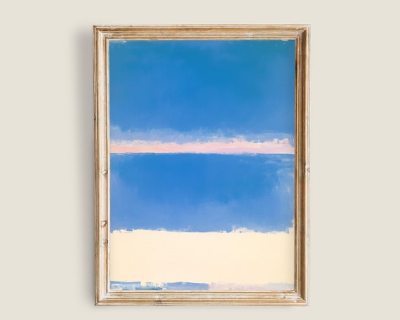Indigo Blue Abstract Painting Minimalist Neutral Print Wall Art Light Blue Modern Art Neutral Wall Decor