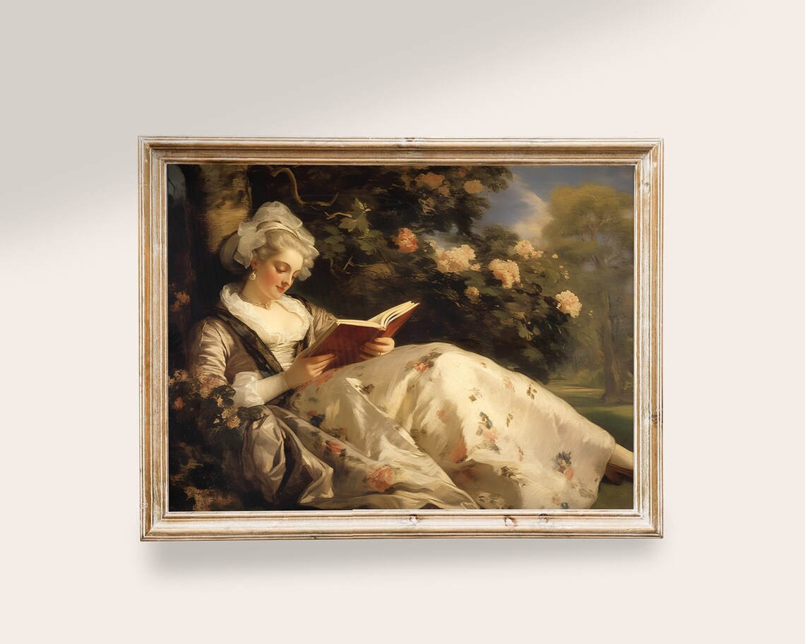 Victorian Prints Reading Books Vintage Art Print