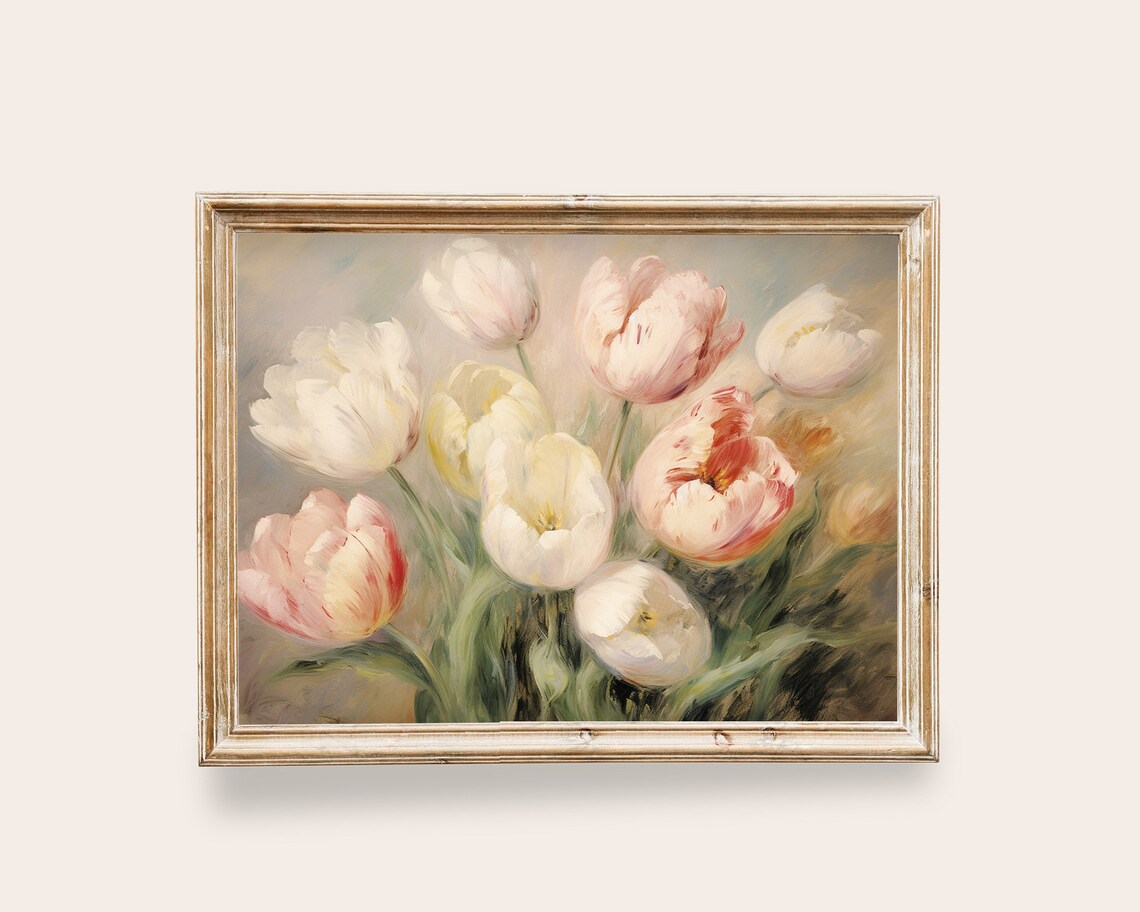 Tulips Flowers Vintage Botanical Wall Art Print