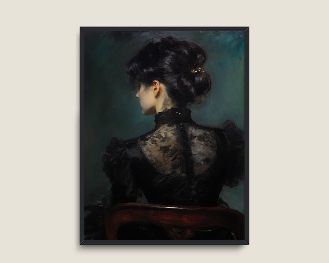 Woman Portrait Dark Moody Wall Art Print - Image 3