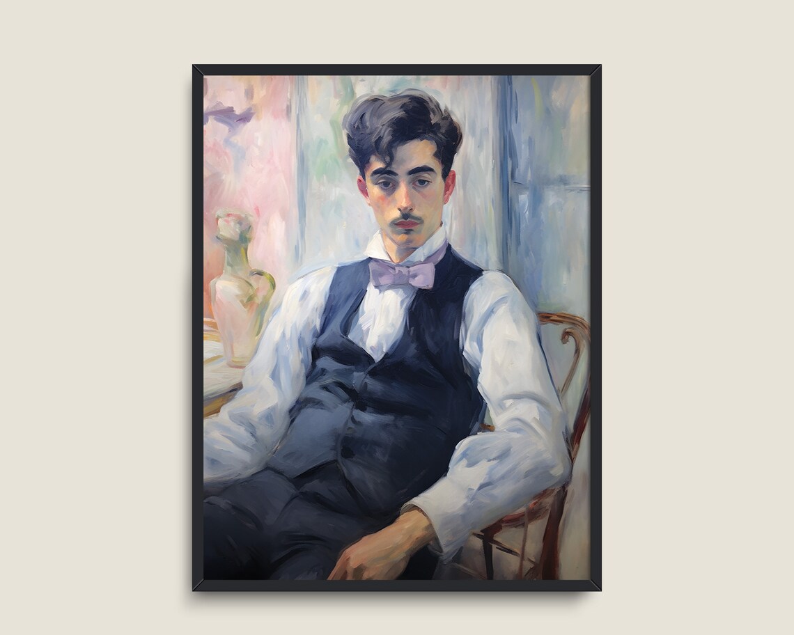 Men Portrait Vintage French Romantic Art Print - Image 3