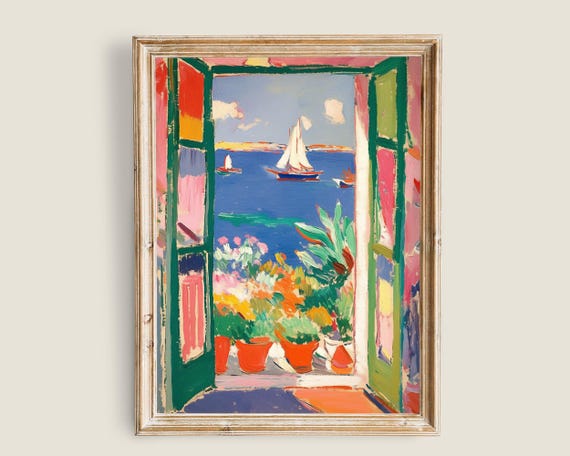 Colorful Landscape Vintage Art Art Vintage Nature Art Open Window Collioure Matisse Inspired Wall Art