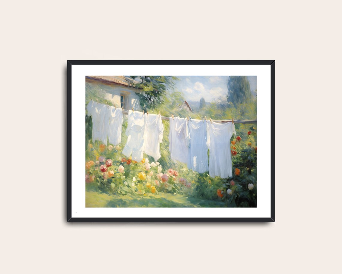 Laundry Room Vintage Floral Landscape Art Print - Image 2