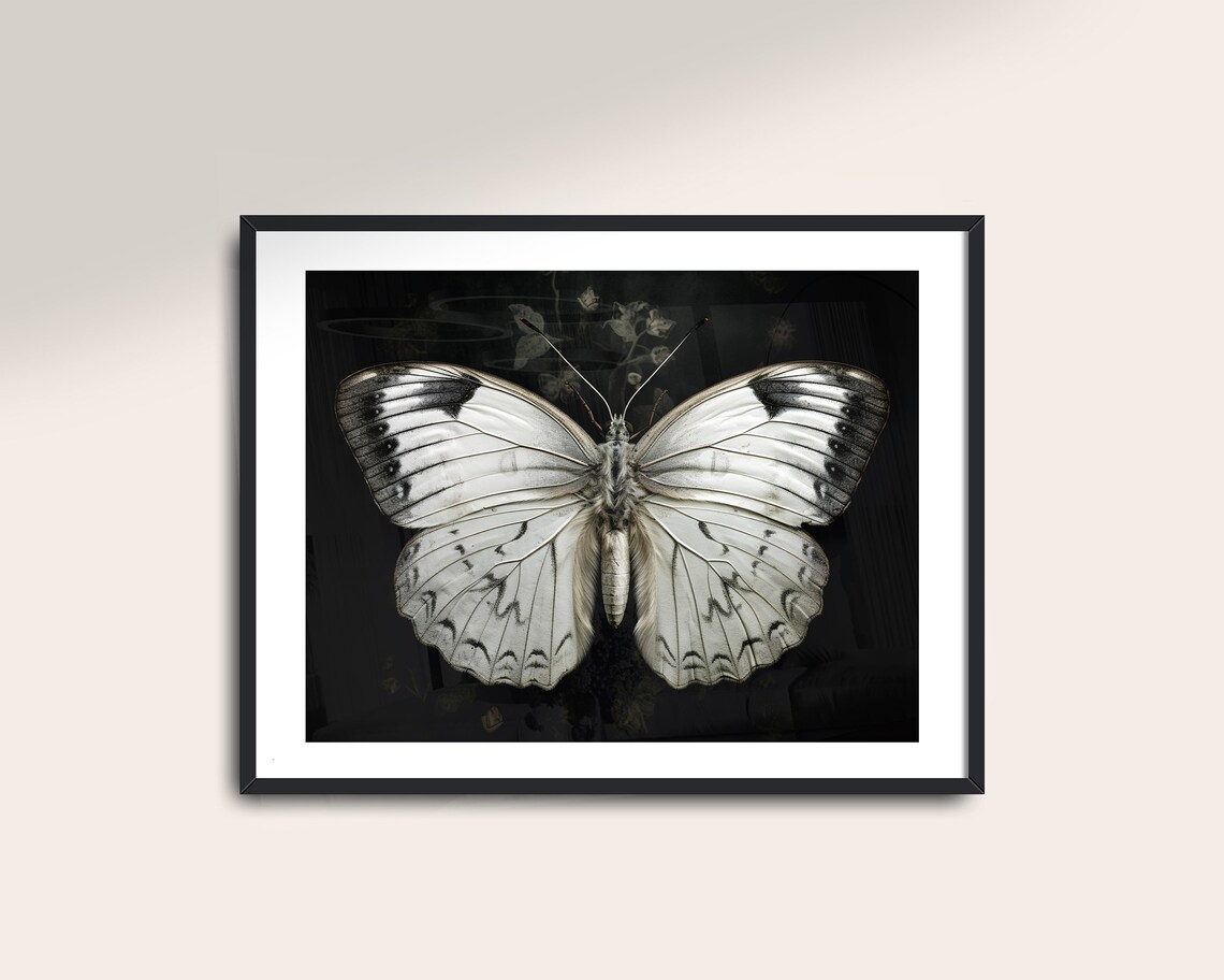 Dark Butterfly Vintage Butterfly Art Print, Light Academia - Image 2