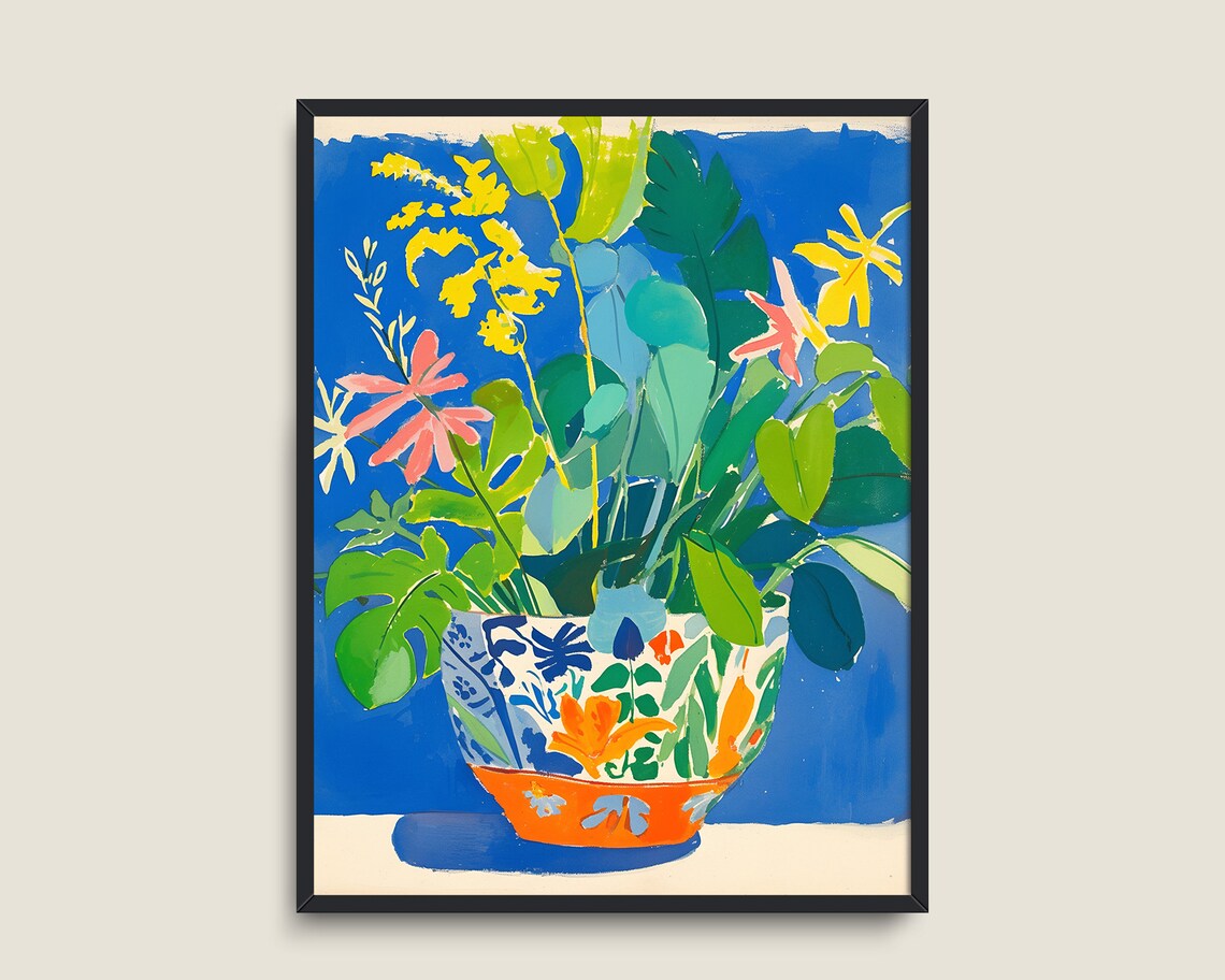 Fauvist Potted Plants Colorful Indoor Botanical Painting Poster - Image 3