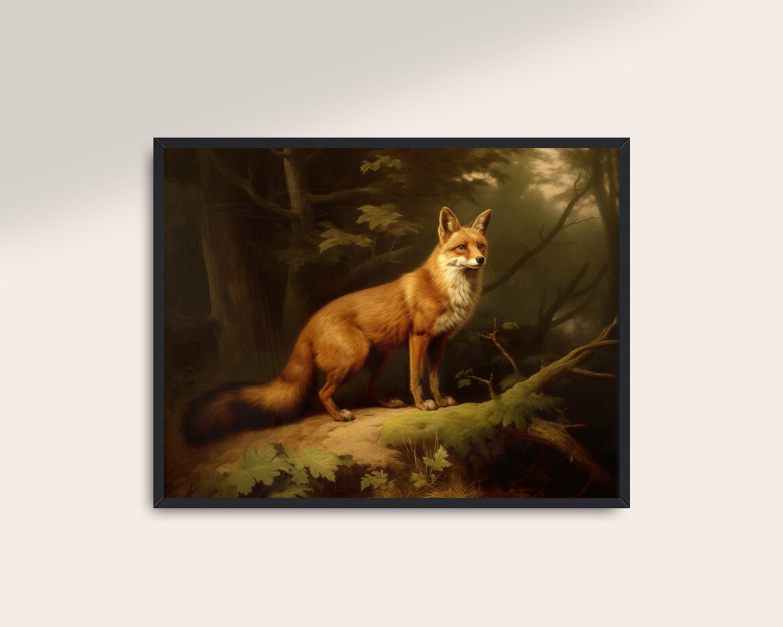 Fox Painting Vintage Art, Rustic Animal Wall Print - Image 3