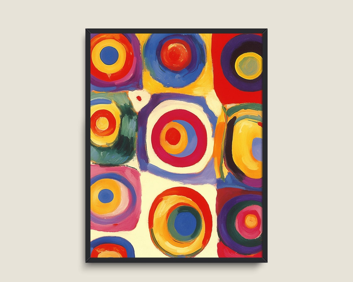 Colorful Abstract Painting Kandinsky Print Wall Art Mid Century Modern Bold Abstract Decor - Image 3