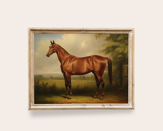 Vintage Horse Painting, Antique Farmhouse Art Print