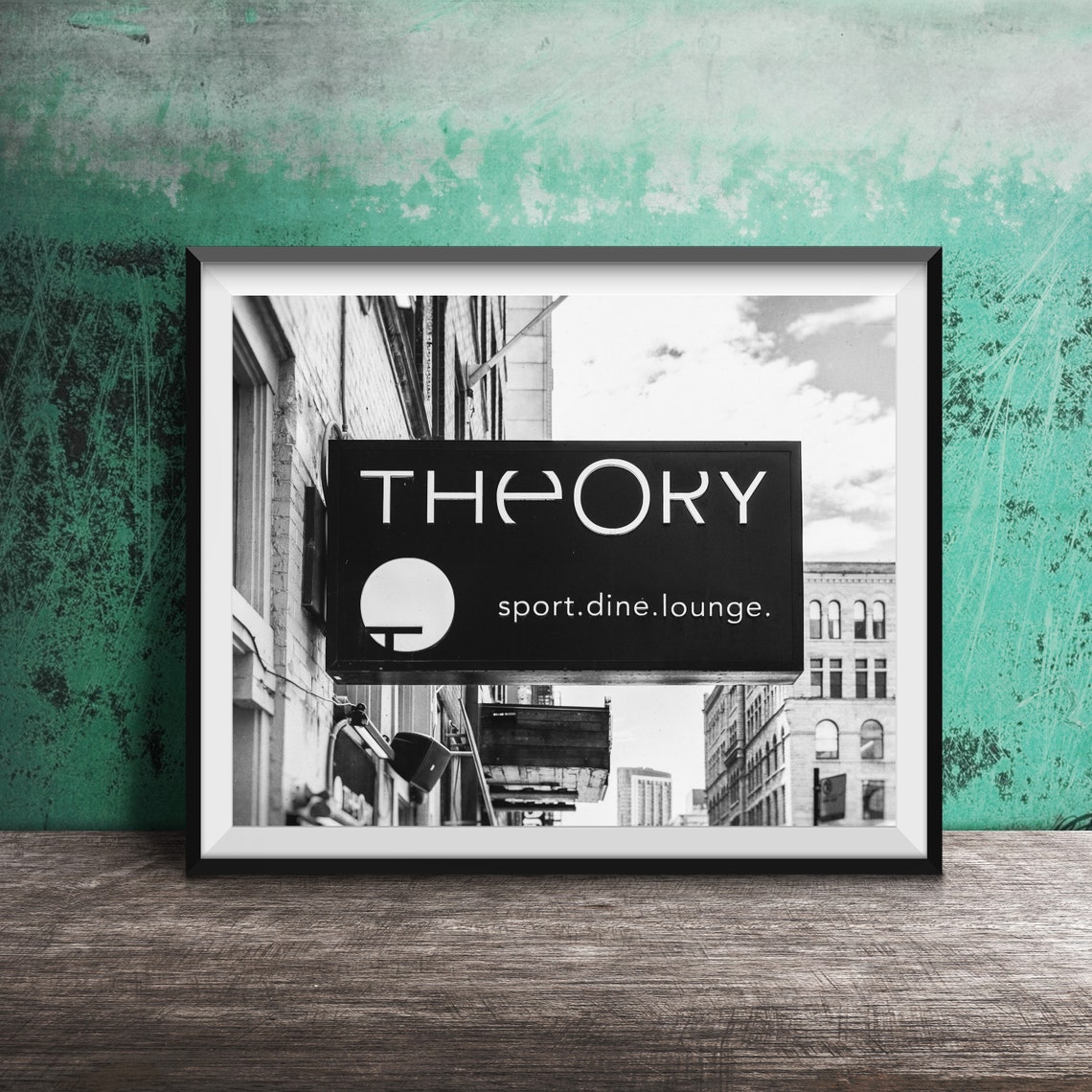 Theory Sport Dine Lounge Modern Black Blade Sign Photo Poster - Image 2