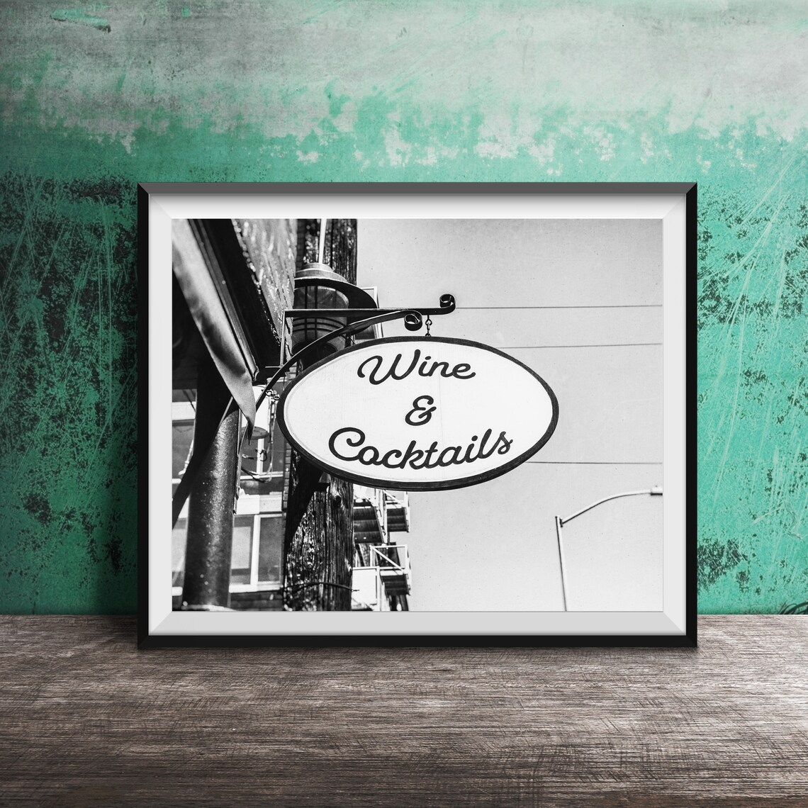 Wine And Cocktails Oval Hanging Bar Sign Classic Photography Poster - Image 2