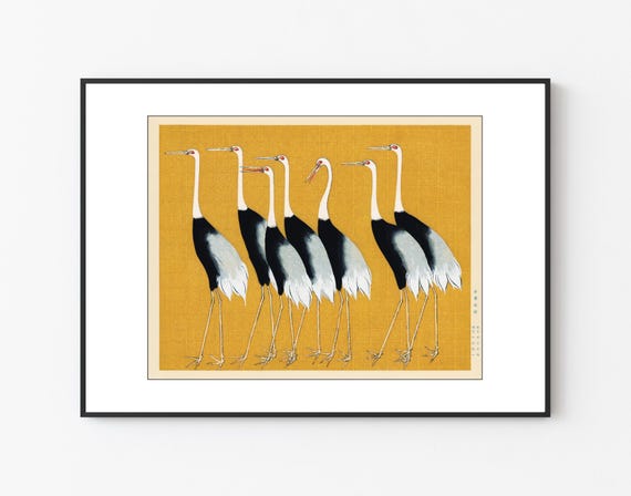 Red Crowned Cranes By Ogata Korin, Zen Bird Art Print