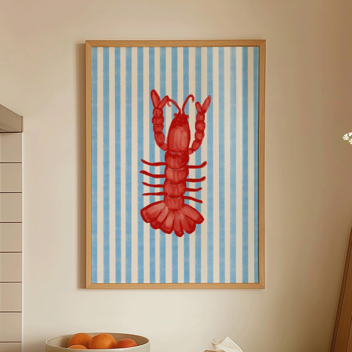 Lobster Print, Vintage Coastal Kitchen Art