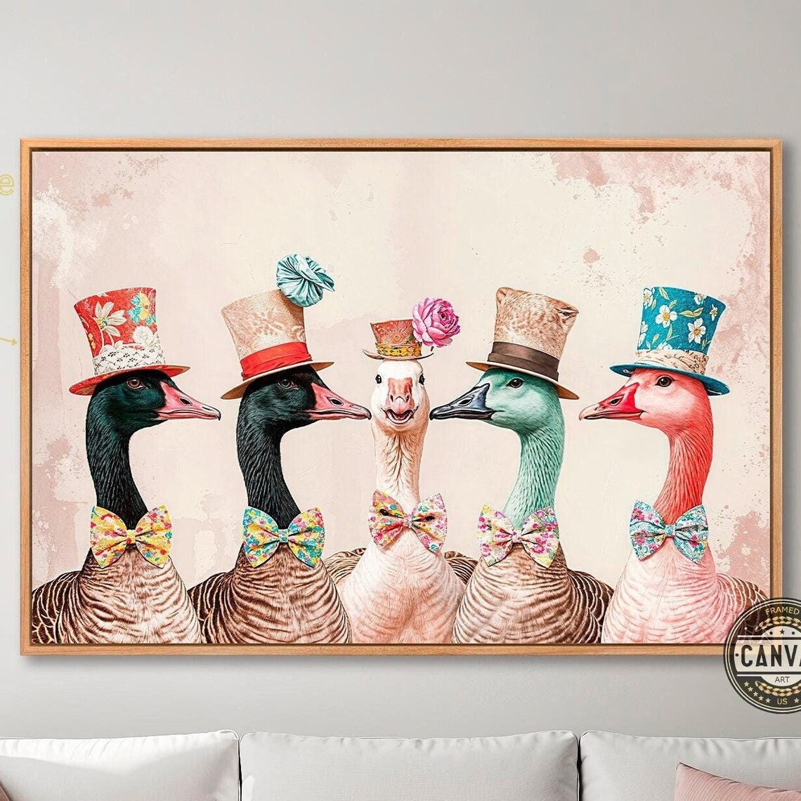 Victorian Geese Surreal Art Print, Elegant Decor