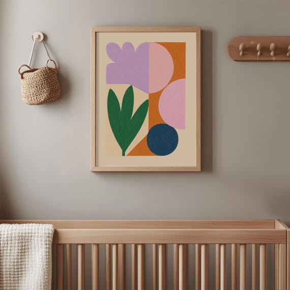 Modern Botanical Print Abstract Geometric Shapes Bold Color Block