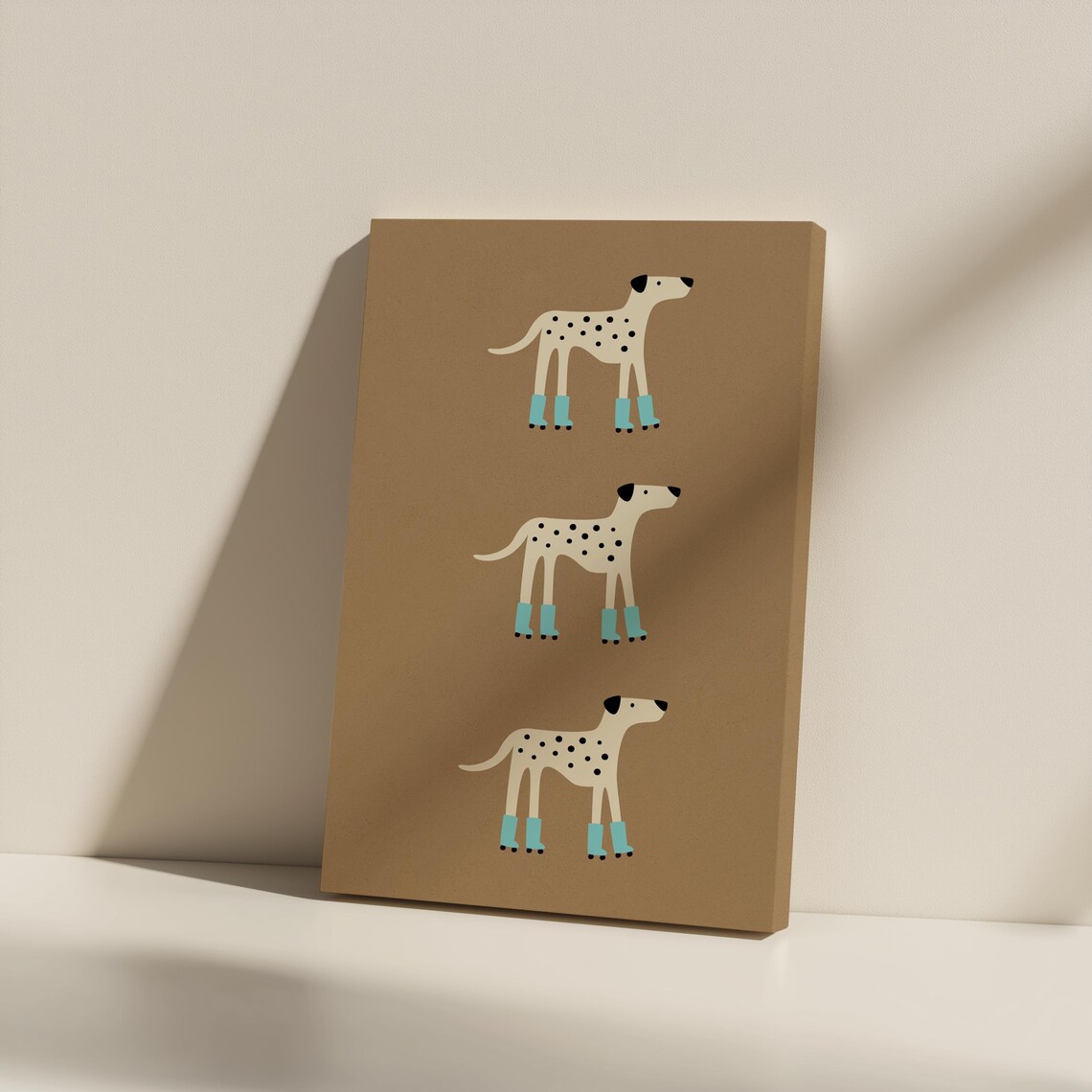 Dalmatian Dogs in Blue Boots Trio Cute Nursery Animal Art Poster