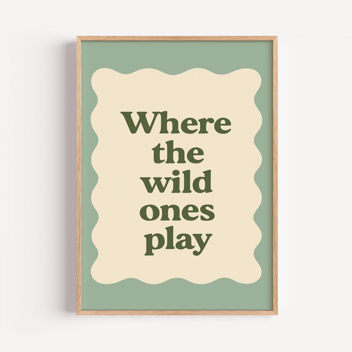 Where the Wild Ones Play Kids Nursery Jungle Quote Decor Poster