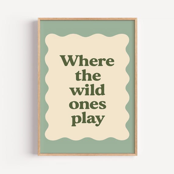 Where The Wild Ones Play Print Kids Nursery Jungle Theme 8x10 Png