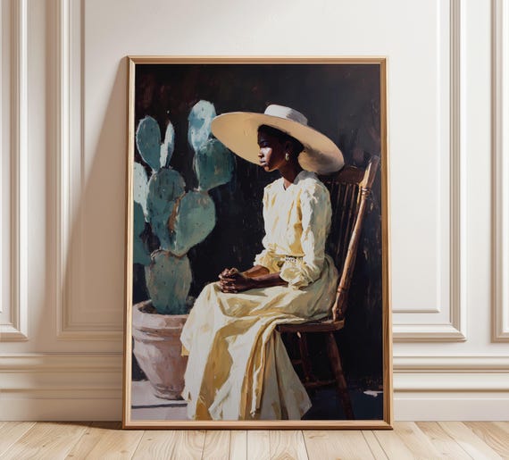 African Woman Art Print Afro Female Illustration Minimalist Southwestern Poster Black Wall