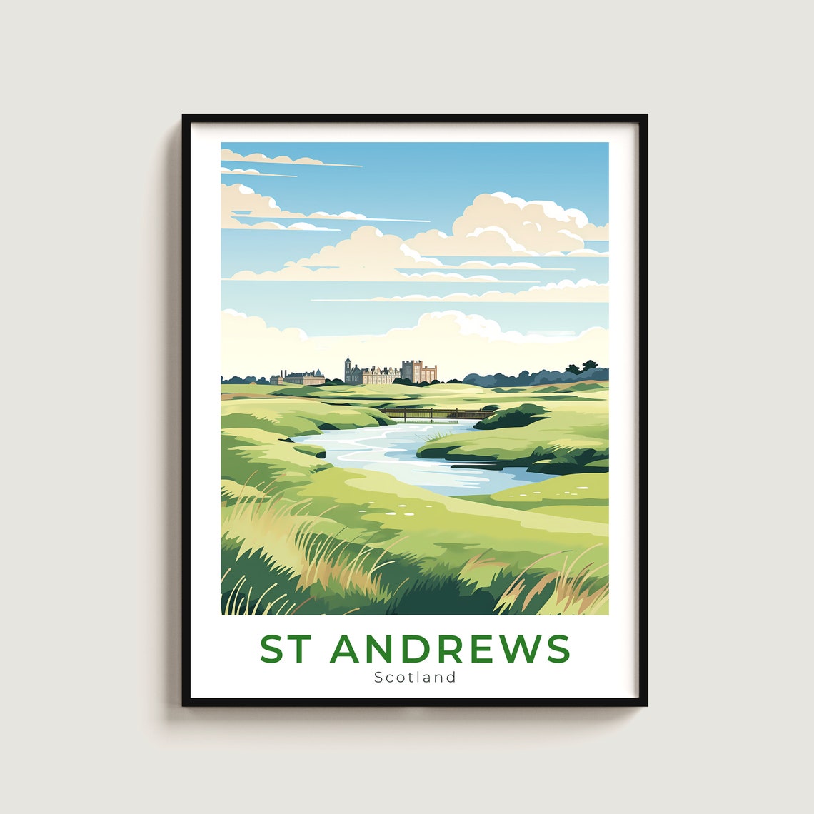 St Andrews Scotland Old Course Clubhouse Burn Bridge Golf Poster