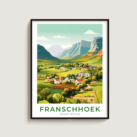 Franschoek Travel Print Wall Art Gift South Africa Poster Home Decor Lovers Hanging