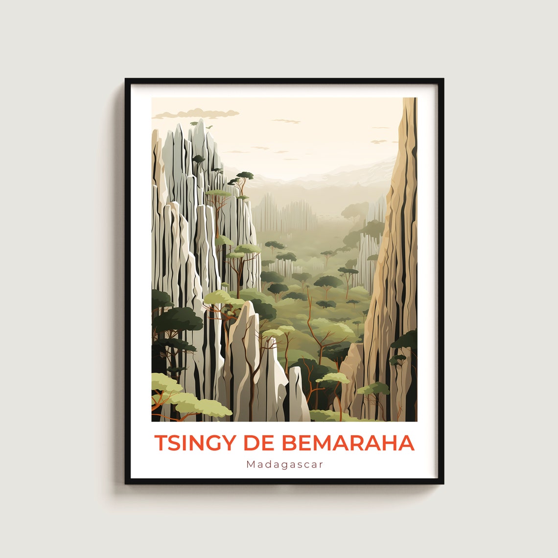 Tsingy De Bemaraha Madagascar Limestone Spires Travel Poster