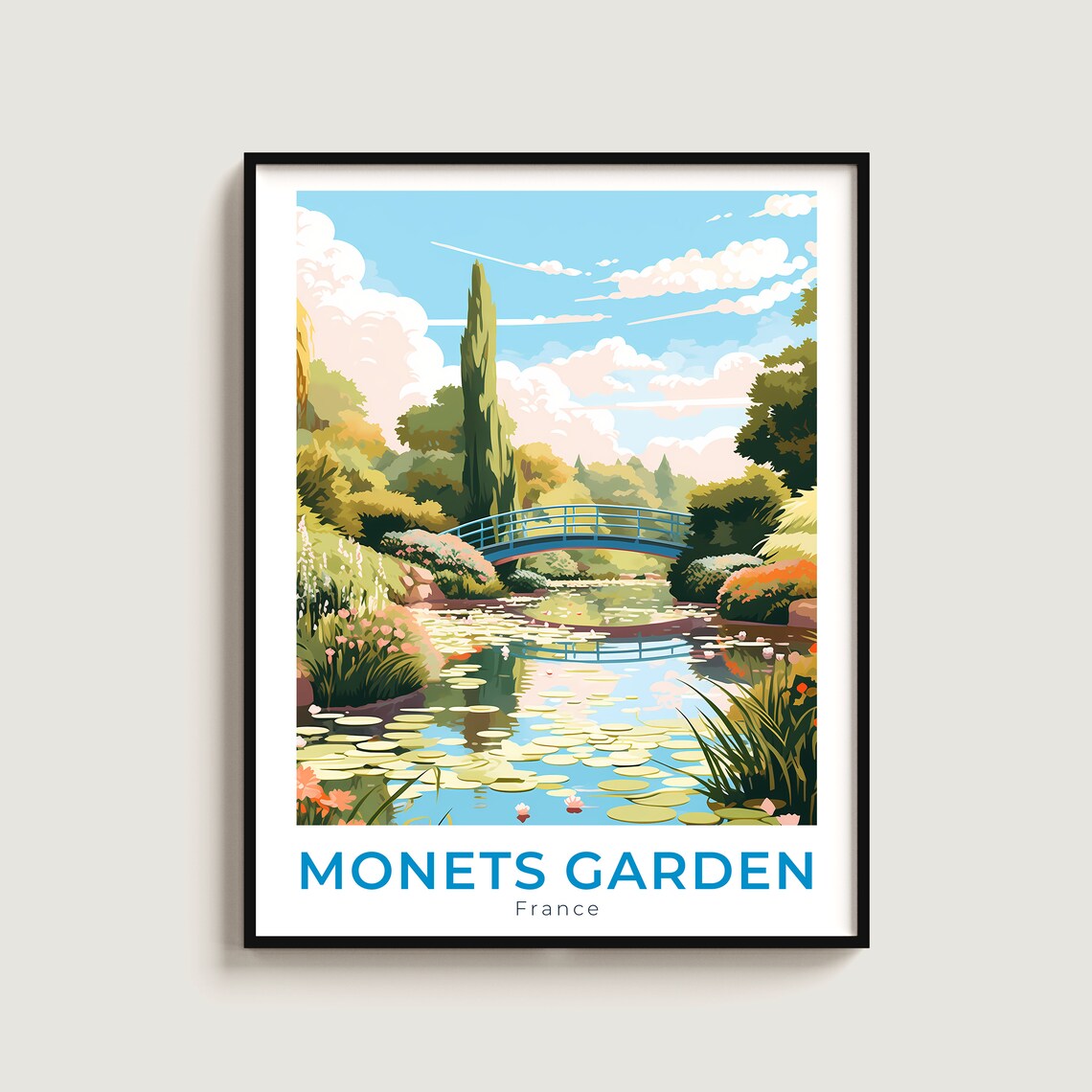 Monets Garden Japanese Bridge Poster Water Lily Pond Art France