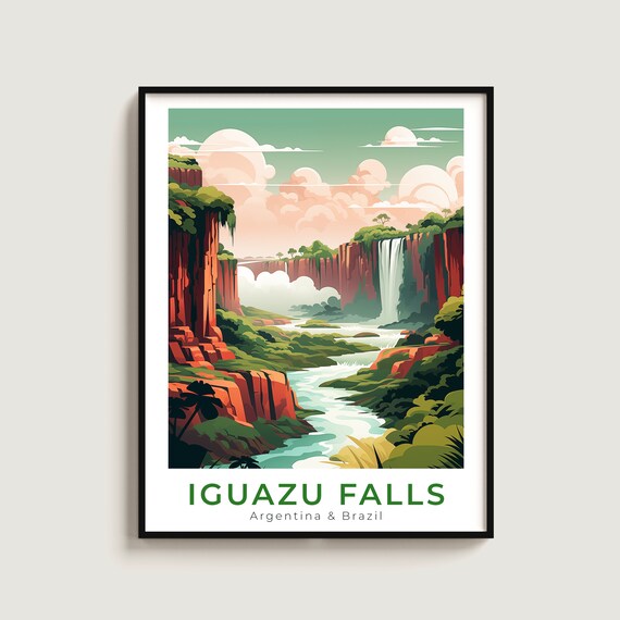 Iguazu Falls Travel Print Wall Art Gift Argentina Brazil Poster Home Decor Lovers Hanging