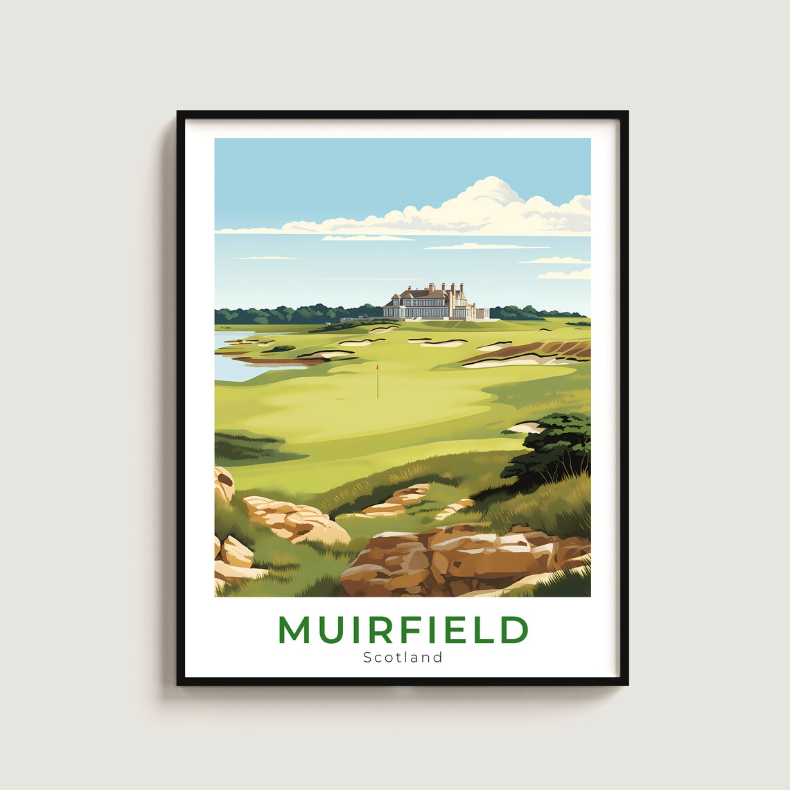 Muirfield Scotland Links Golf Clubhouse Greens Travel Poster
